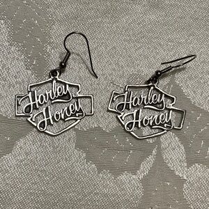Estate sale silvertone Harley Davidson Harley Honey earrings